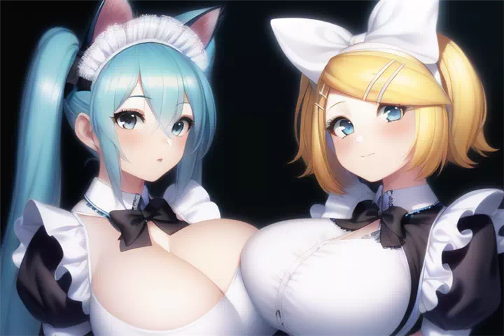 Miku and Rin as cat maids!