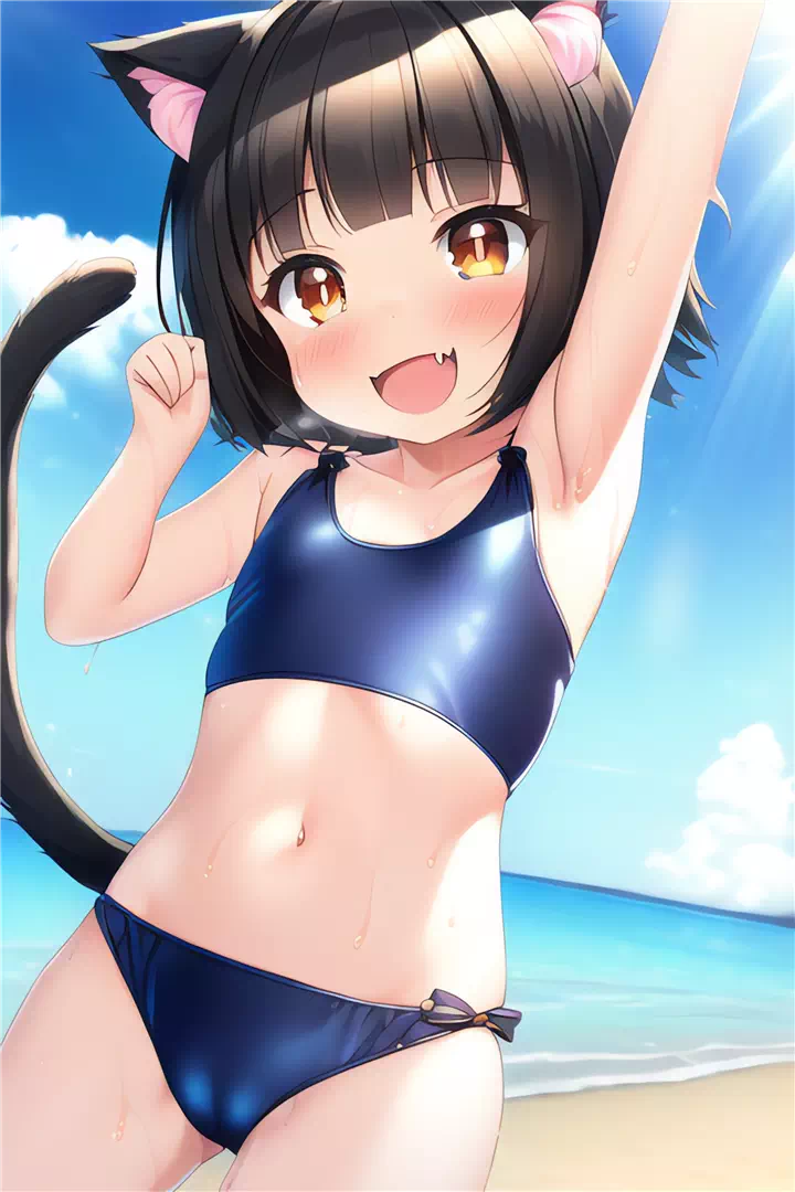 黒猫ちゃんと海水浴