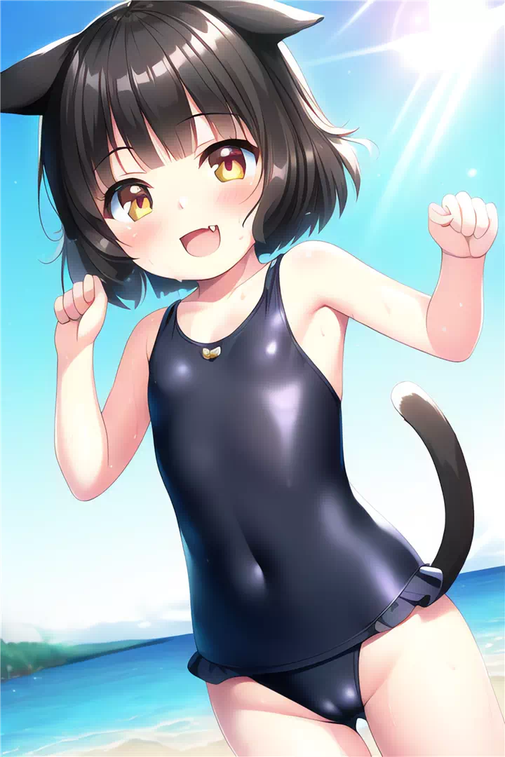 黒猫ちゃんと海水浴