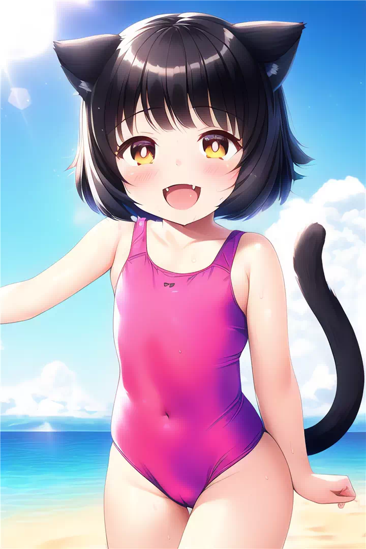 黒猫ちゃんと海水浴