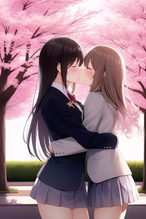 ブレザーの百合カップル