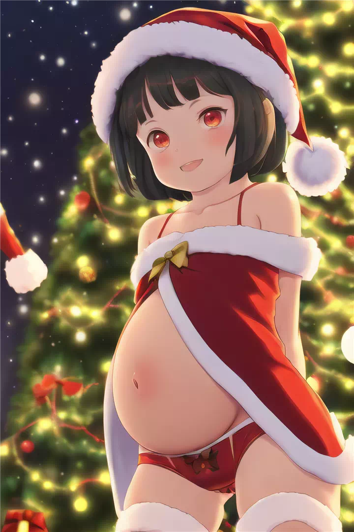 Pregnant loli in santa hat