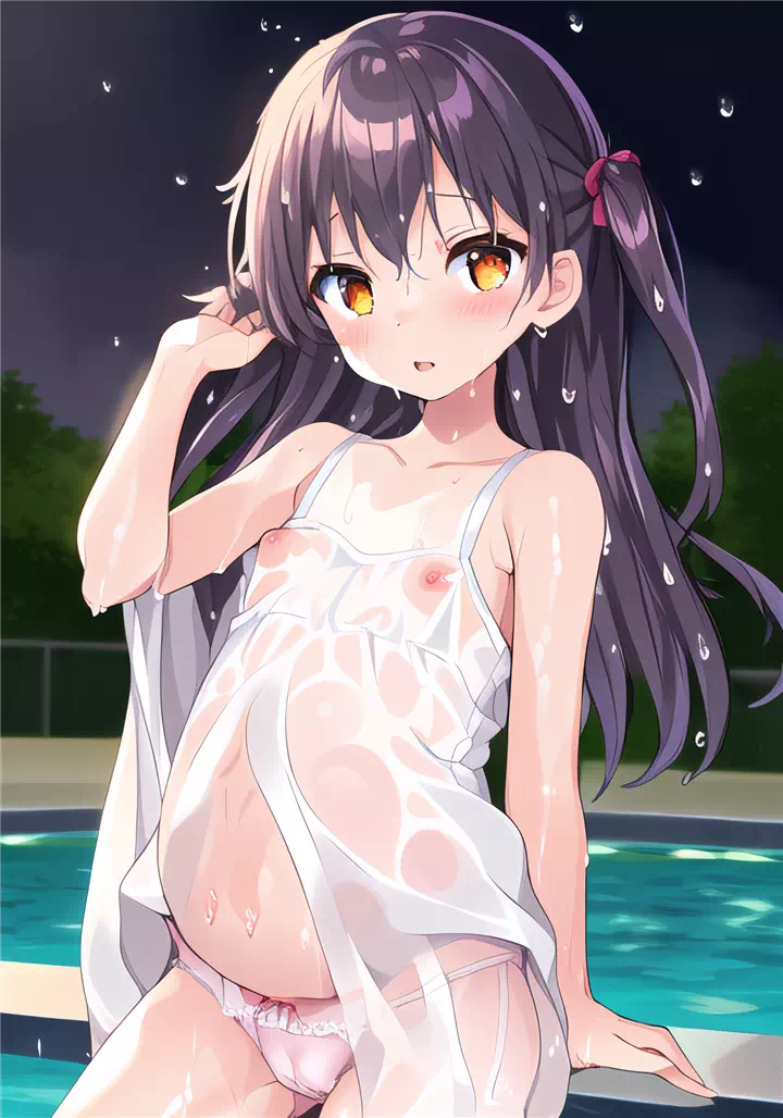 Pregnant loli and wet dress