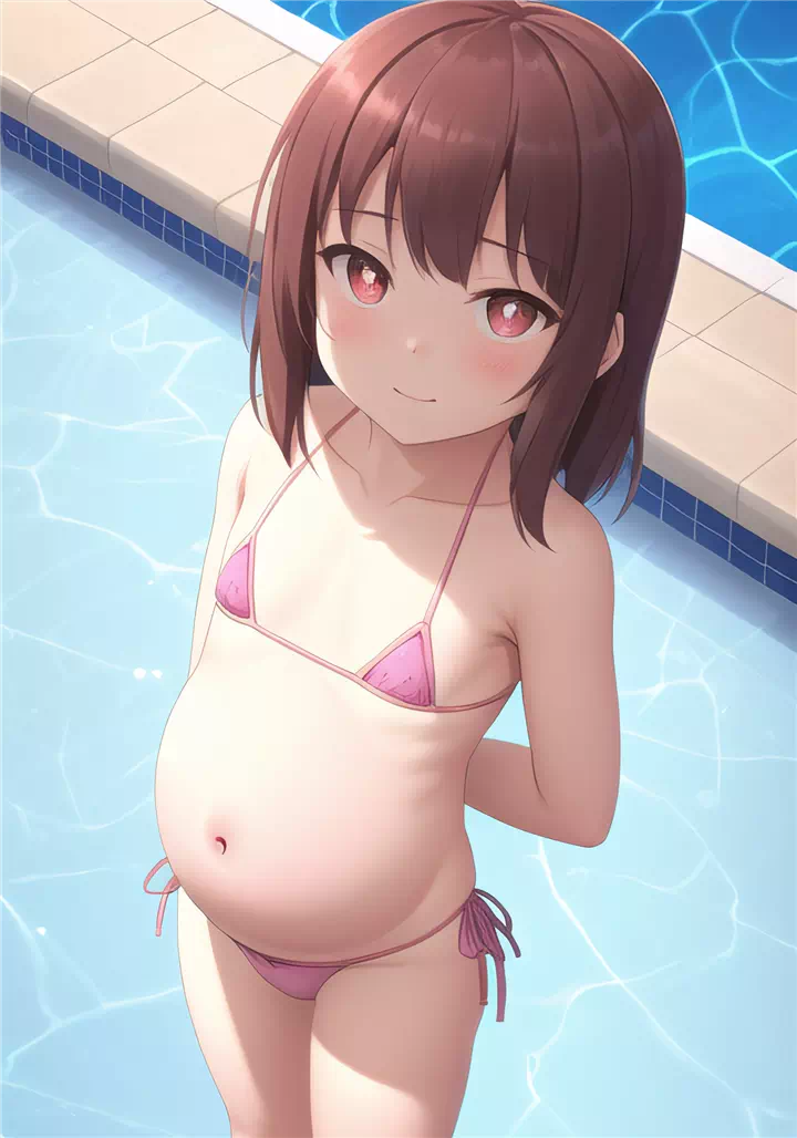 pregnant loli enoying the pool