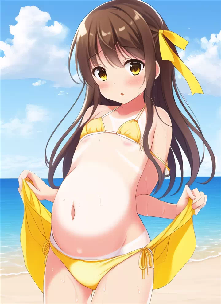 cute pregnant loli at beach