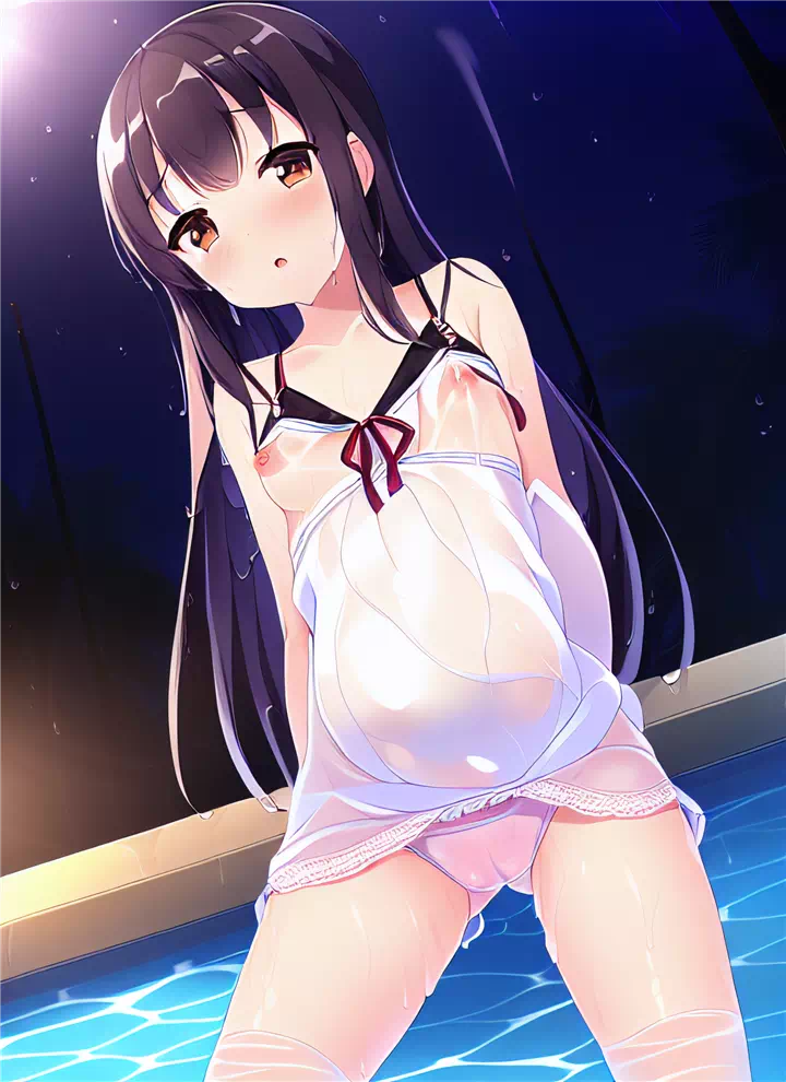 Pregnant loli in wet nightgown