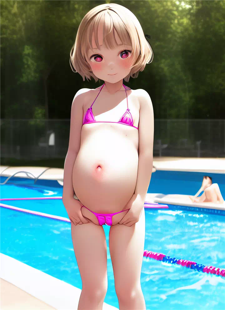 pregnant loli enoying the pool
