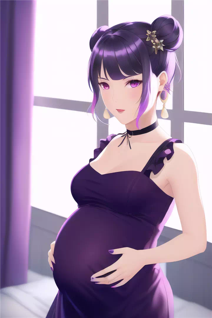 cute pregnant teen in purple