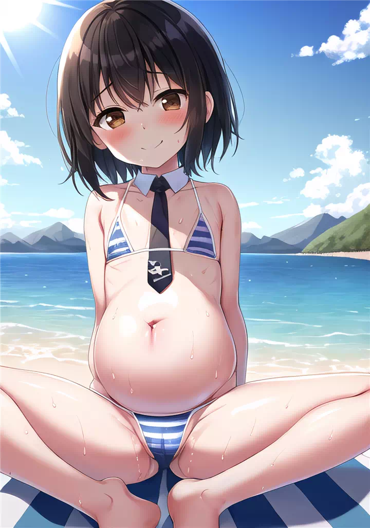 Pregnant loli at the beach set 2