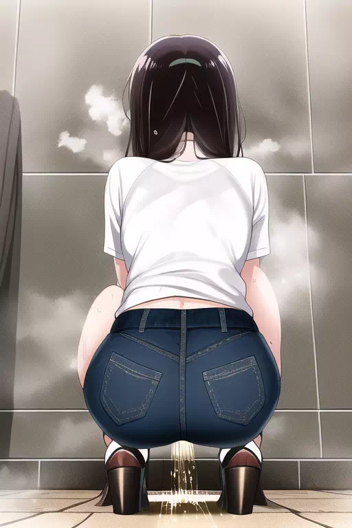 She is peeing..？ バレてないバレてない…たぶ