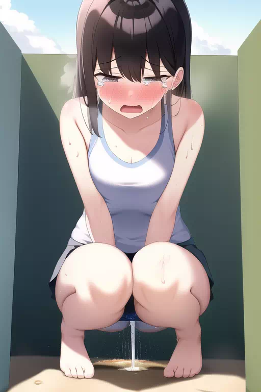 She is peeing..？ バレてないバレてない…たぶ