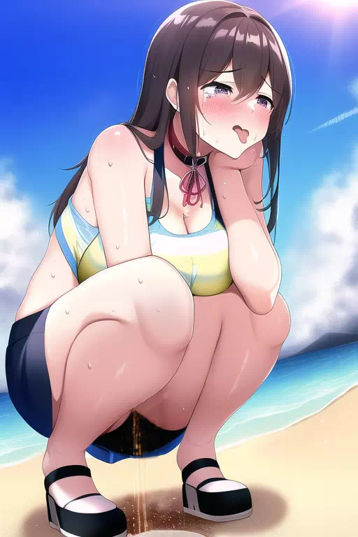 She loves the beach. おしっこちゃん