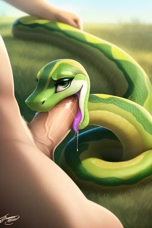 Ahegao snake sucking