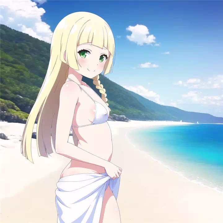 Lillie on a nudist beach