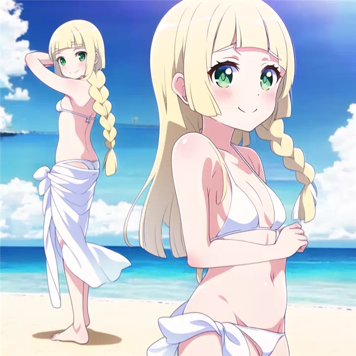 Lillie on a nudist beach