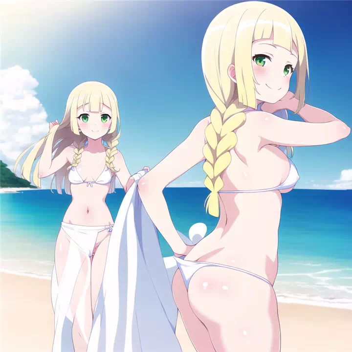 Lillie on a nudist beach