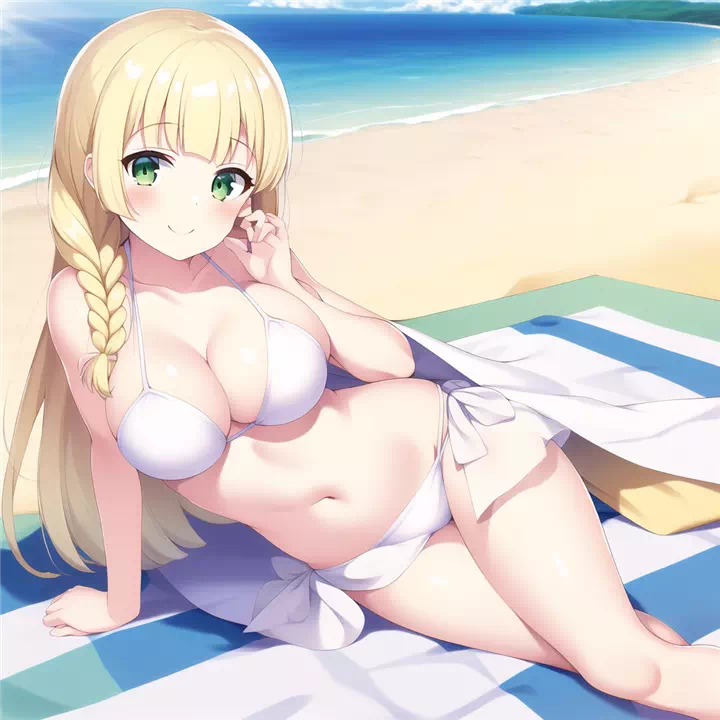 Lillie on a nudist beach