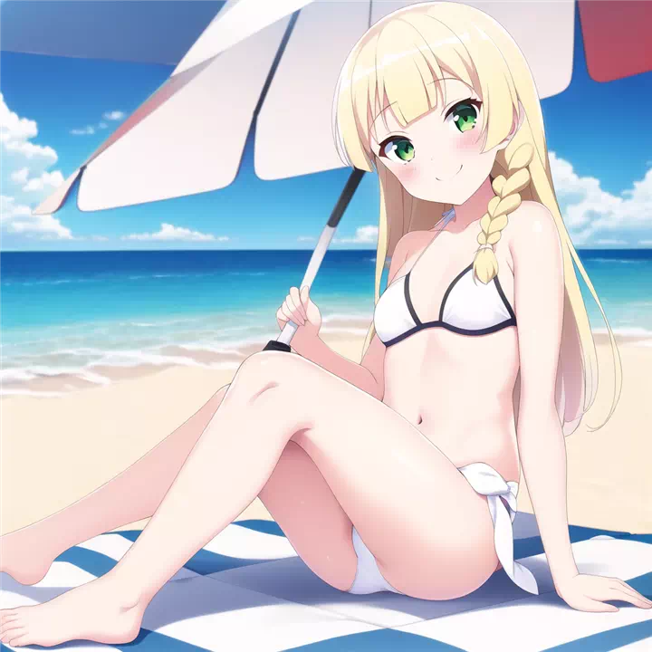 Lillie on a nudist beach