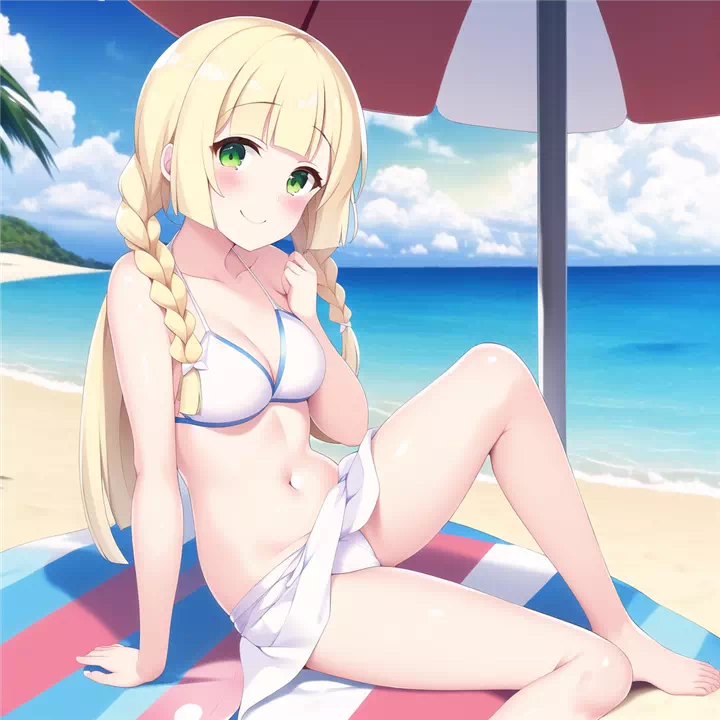 Lillie on a nudist beach