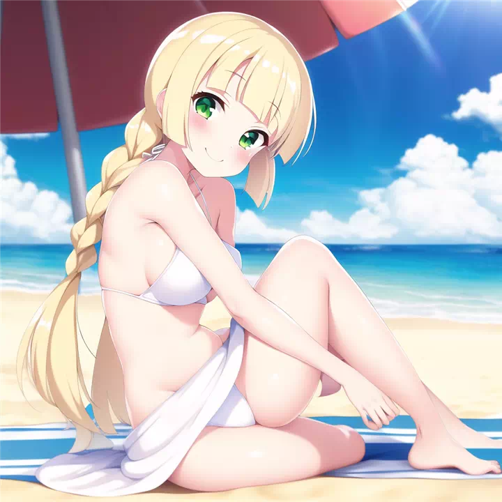 Lillie on a nudist beach