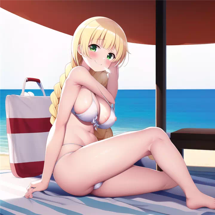 Lillie on a nudist beach