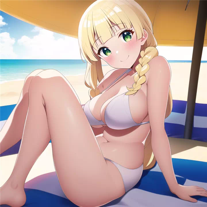 Lillie on a nudist beach