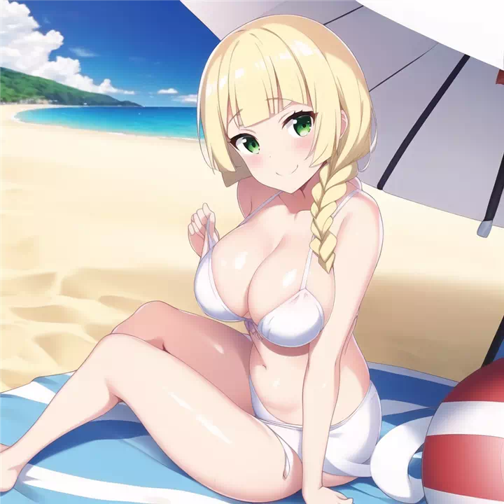 Lillie on a nudist beach