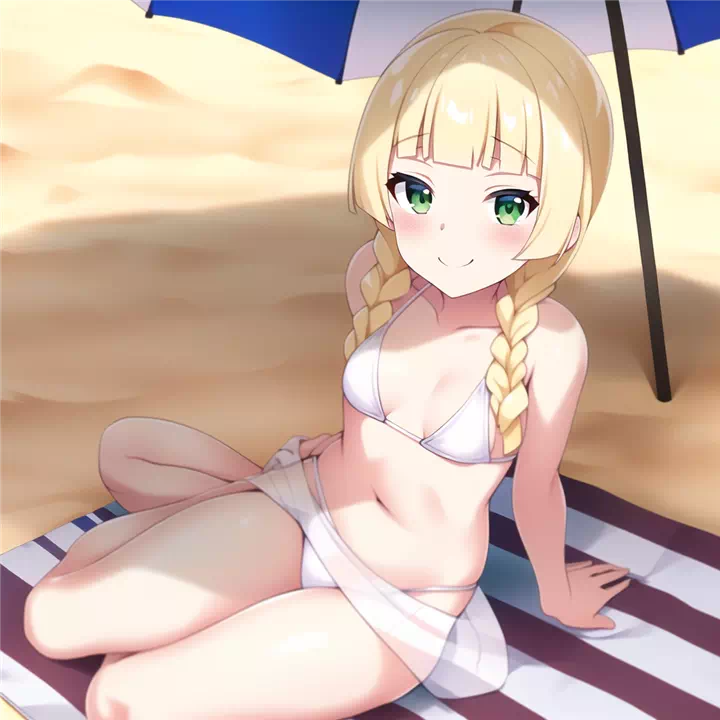 Lillie on a nudist beach