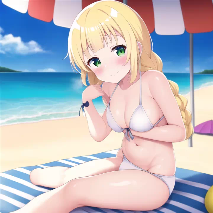 Lillie on a nudist beach