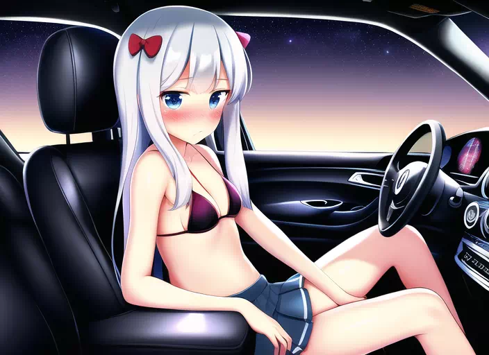 Sagiri gets hot in the Car