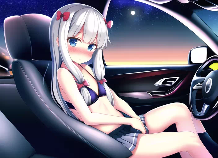 Sagiri gets hot in the Car