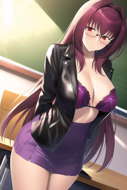 Sc?thach Glasses Boobs Cum 革ジャン