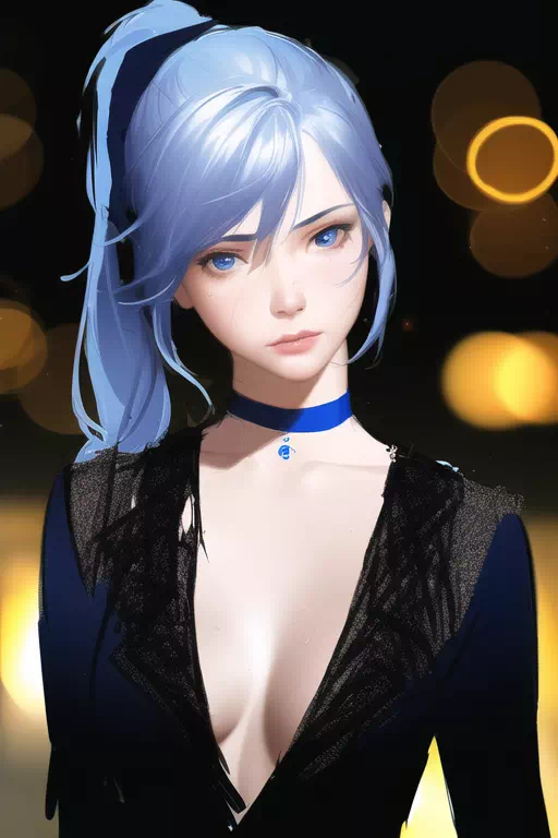 Blue Hair Sketched Style w／ Cum