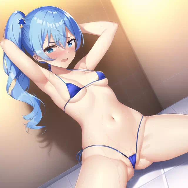 blue girl bikini