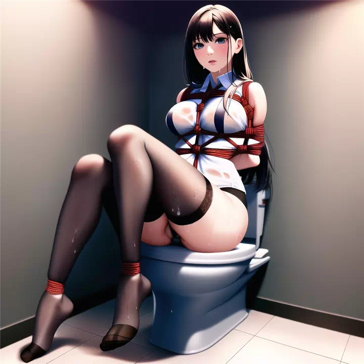 AI bondage girl in toilet