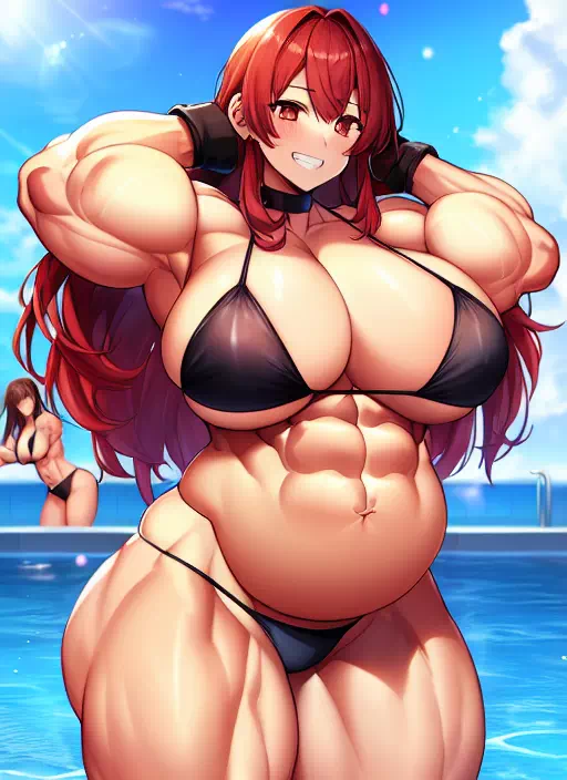 爆乳筋肉赤髪ギャル