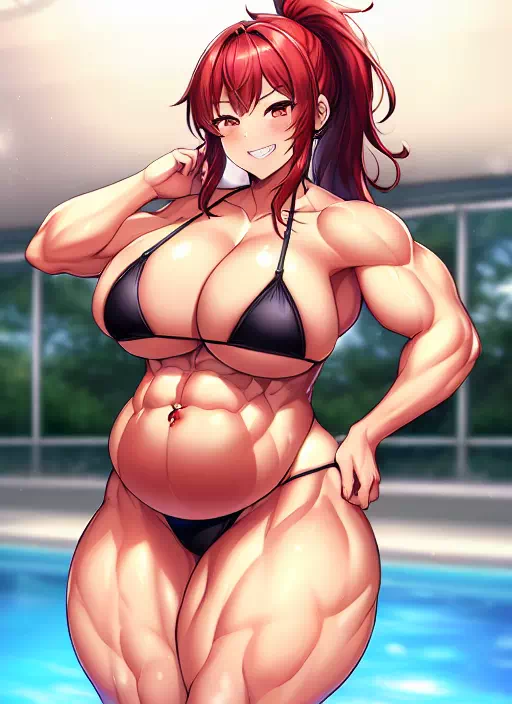 爆乳筋肉赤髪ギャル