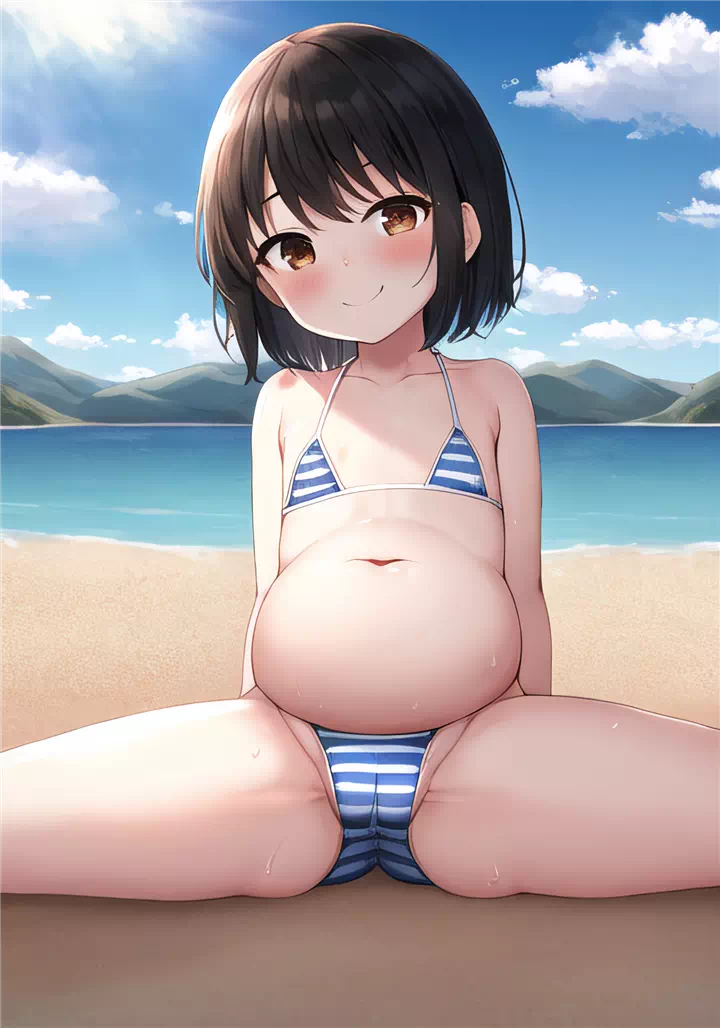Pregnant loli at the beach set 1