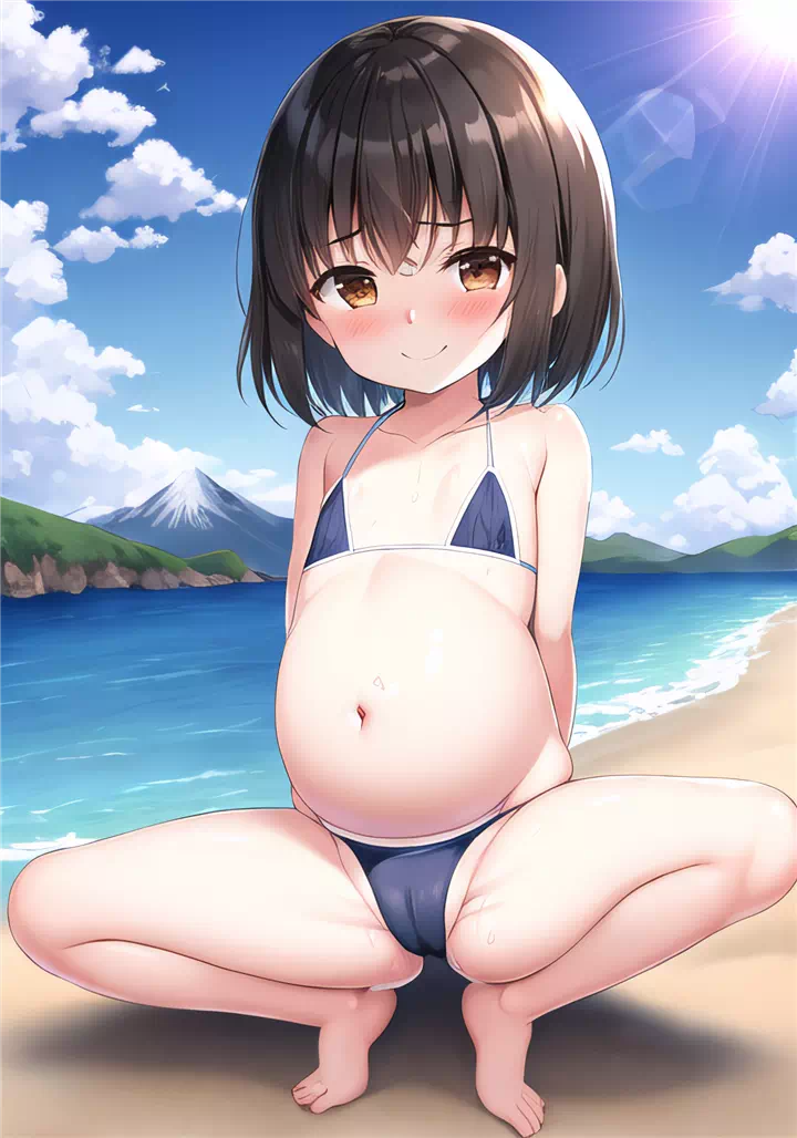 Pregnant loli at the beach set 1