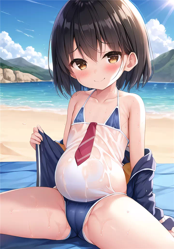 Pregnant loli at the beach set 1